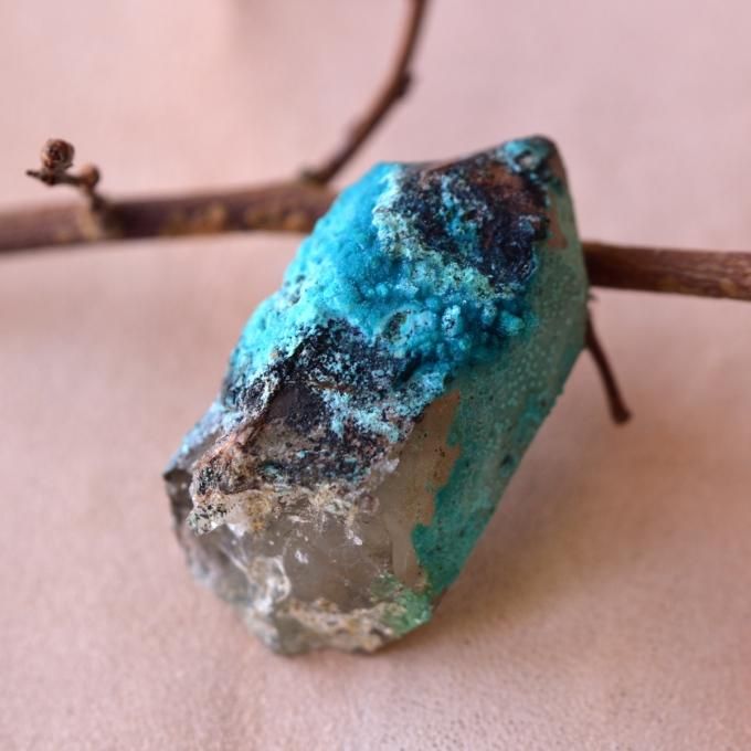 ダイオプテーズ クリソコラ 水晶 F21 共生 鉱物 標本 原石