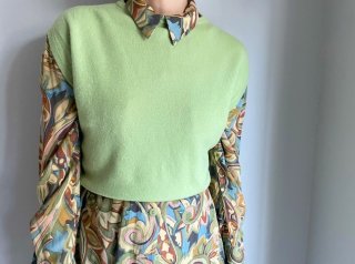 50s- Light Green Cropped Knit Vest