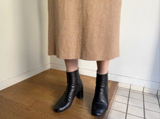 80s- Beige Rib Knit Long Skirt