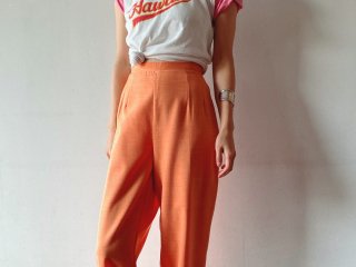 80s- Peach Orange High Waisted Pants