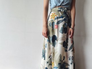 White Botanical Maxi Skirt