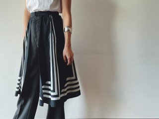 Black Bi Color Cotton Apron Skirt