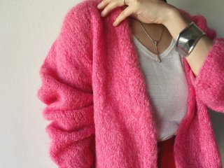 60s- Pink Mohair Knit Cardigan