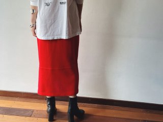 80s- Red Knit Slit Skirt