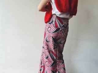 Pink Batik Cotton Maxi Skirt