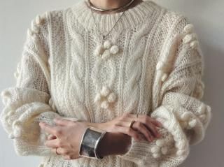 80s- Ivory Bobble Mohair Knit Sweater