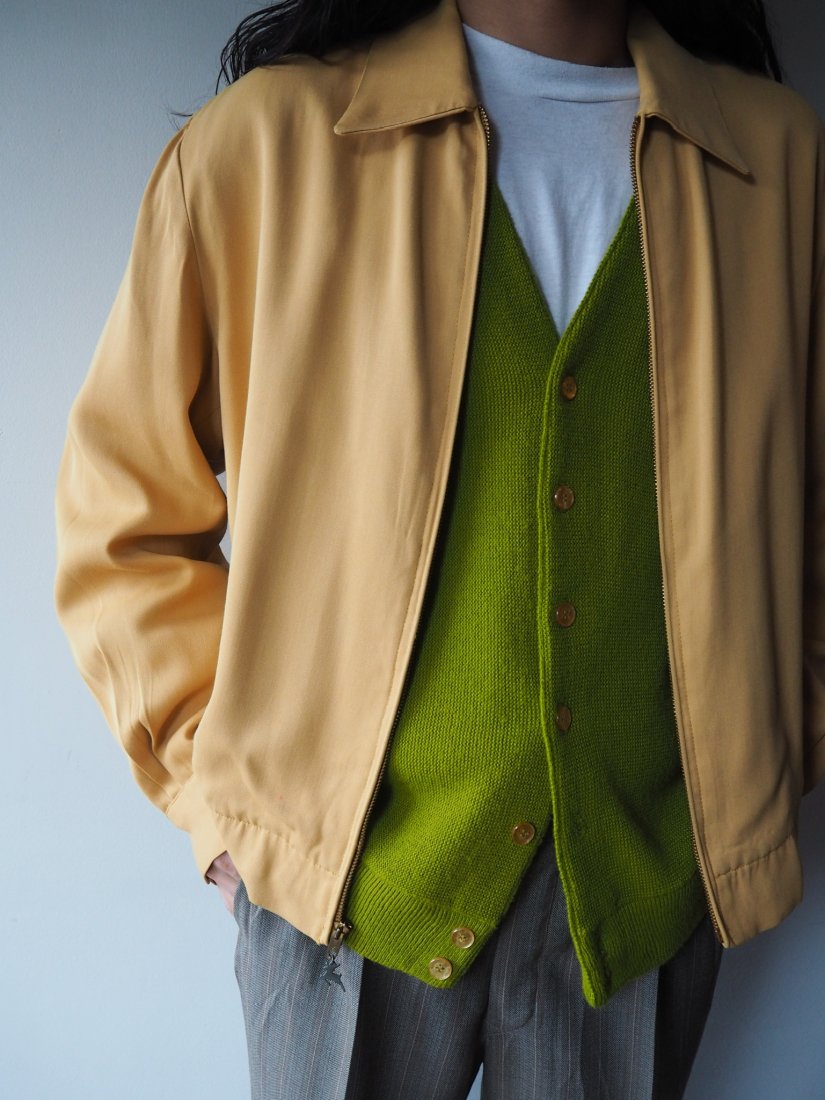 50s White Stag Yellow Gabardine Front Zip Jacket - Boudoir