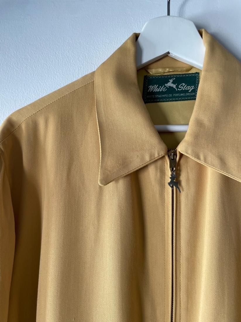 50s White Stag Yellow Gabardine Front Zip Jacket - Boudoir