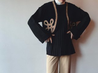 70s Black Flare Sleeve Knit Sweater