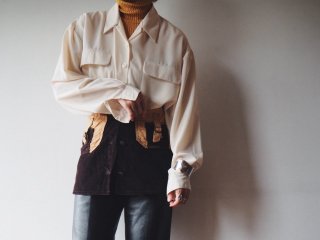 80s- Ivory Open Collar Shirt