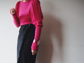 Deep Pink Puff Sleeve Knit Top
