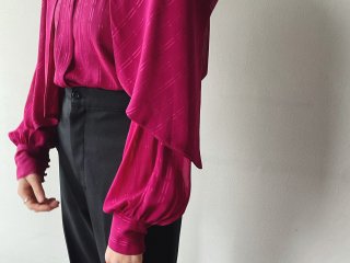 80s Raspberry Pink Large Tie Blouse