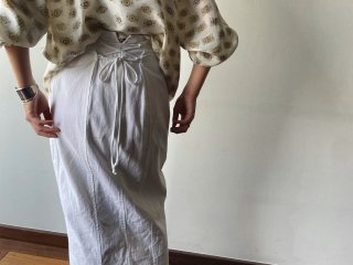 90s White Lace Up Back Denim Tight Skirt
