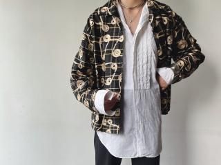 80s- Black Cord Embroidered Shantung Jacket