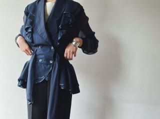 80s Navy Sheer Peplum Jacket