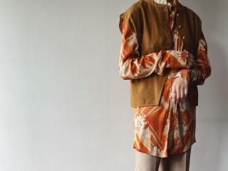 70s Orange Floral Western Nylon Shirt
