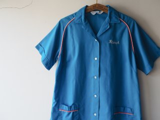 70s Hilton Blue Short Sleeve Bowling Shirt