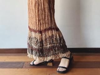 Beige Chiffon Pattern Maxi Skirt