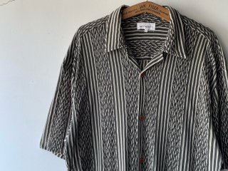 90s Ivy Gray Twist Striped Sheer Shirt