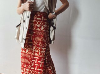 Terracotta Batik Wrap Maxi Skirt