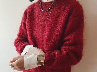 80s- Dark Red Mohair Knit Sweater