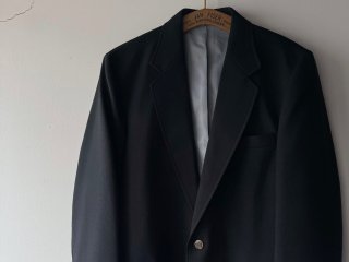 70s Black Polyester Fabric Single Breasted Blazer