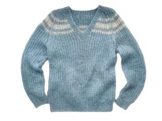 Baby Blue White Mohair Knit Sweater