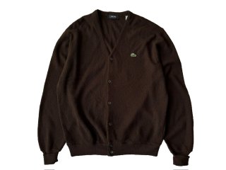 70s- IZOD Dark Brown Orlon Acrylic Knit Cardigan
