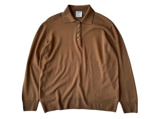 80s- Brown Cashmere Blend Knit Polo Shirt