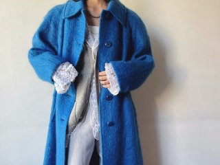 80s Blue Shaggy Mohair Coat