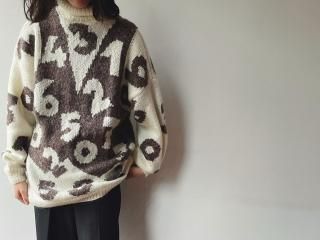 Ivory Numbers Design Knit Sweater