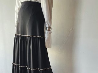 80s- Black Tiered Maxi Skirt