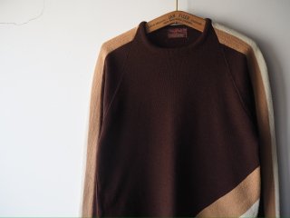 70s- Brown Line Design Knit Sweater