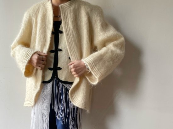 80s- Ivory Open Front Mohair Jacket - Boudoir