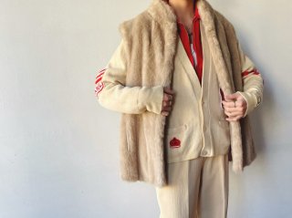 70s- Beige Faux Fur Vest