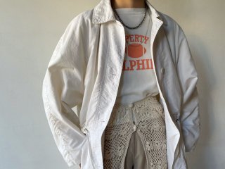 80s- White Cotton Nylon Windbreaker Jacket