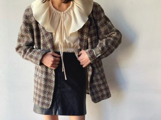 90s Brown Gray Tweed Tailored Jacket