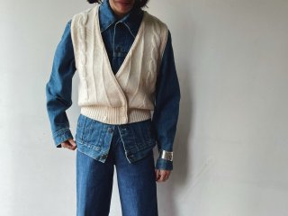 80s Ivory Cable Knit Vest