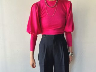 Pink Leg Of Mutton Sleeve Cropped Top