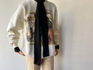 90s Ivory Horse Print Sweatshirt