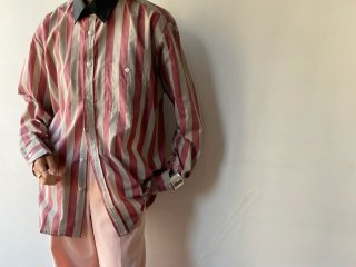 90s Gray Pink Striped Shirt