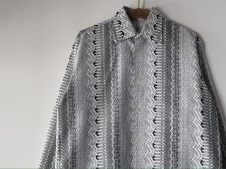 70s White Black Geometric Pattern Shirt