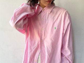 80s- Ralph Lauren Pink Linen Shirt