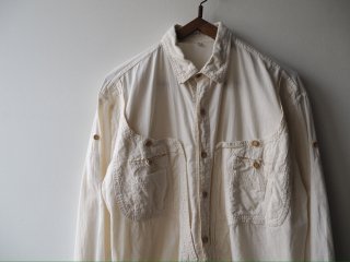 80s- Ivory Design Pocket Cotton Shirt