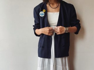 80s Navy Collarless Jacket