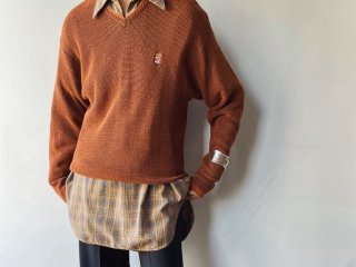 90s- Terracotta V Neck Knit Top