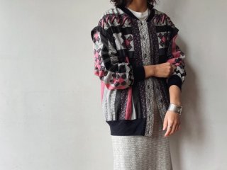 Black Pink Patchwork Quilted Blouson