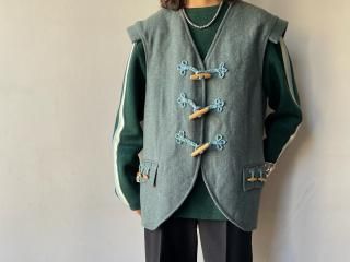 Blue Chinese Buttons Tweed Vest