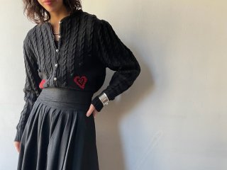 80s- Black Tyrol Knit Cardigan