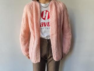 60s- Pink Mohair Knit Cardigan